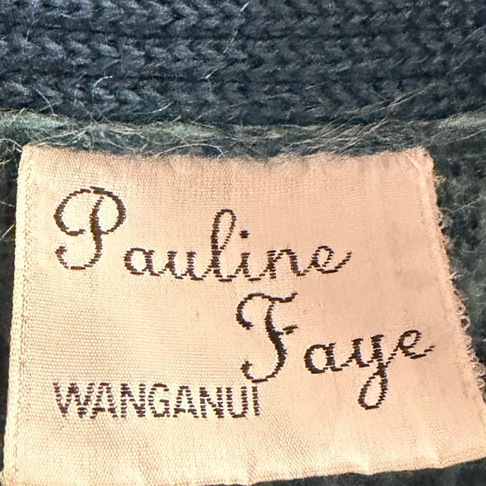 Vintage Pauline Faye Mohair Wool Cardigan Green Blue Size Large - Picture 9 of 9